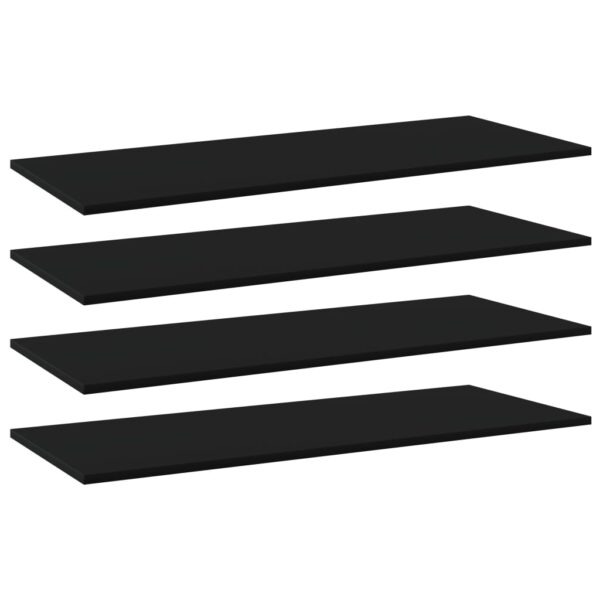 Modern Black Engineered Wood Bookshelf Panels Set of Four Home Storage Shelves