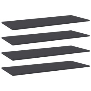 Modern Grey Engineered Wood Bookshelf Panels Set of Four Home Storage Shelves