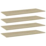 Engineered Wood Bookshelf Boards Set of Four Sonoma Oak Finish Durable Shelves