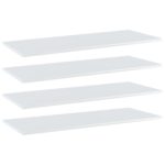 High Gloss White Engineered Wood Bookshelf Boards Set of Four Modern Storage