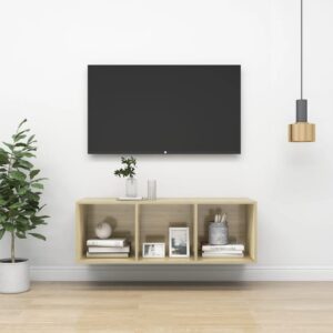 Chic Sonoma Oak Wall-Mounted TV Cabinet Engineered Wood Spacious Storage