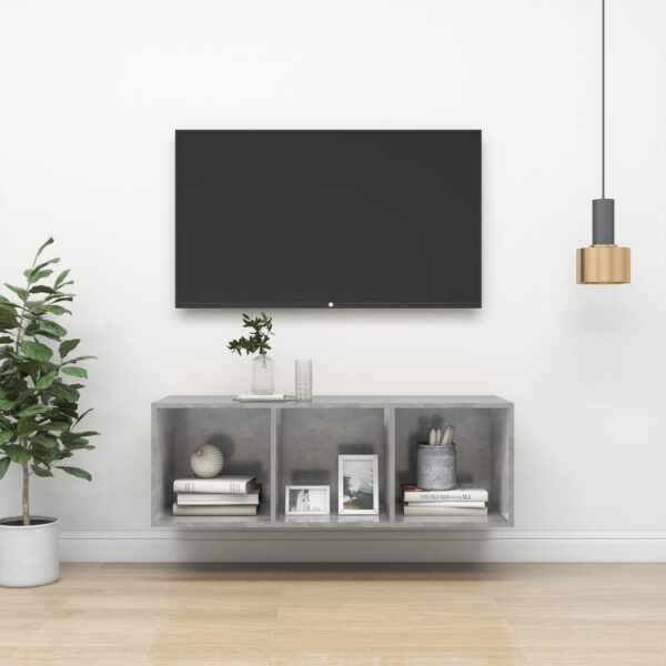 Wall-mounted TV Cabinet Concrete Grey 37x37x107 cm Engineered Wood