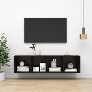 Wall-mounted TV Cabinet High Gloss Black 37x37x142.5 cm Engineered Wood