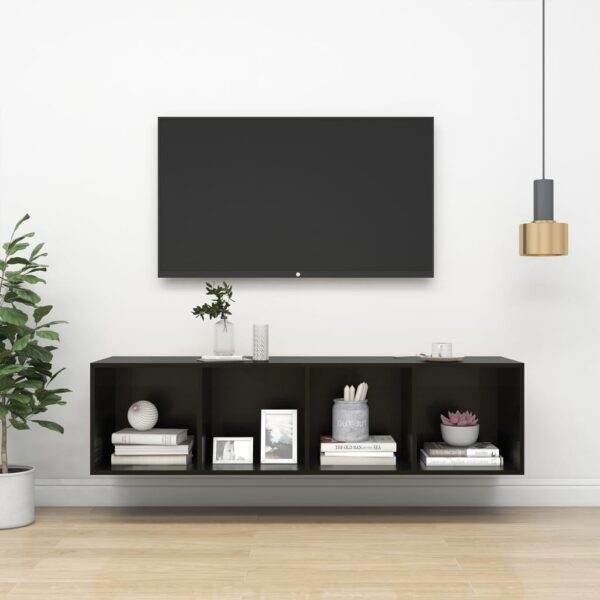 Wall-mounted TV Cabinet High Gloss Black 37x37x142.5 cm Engineered Wood