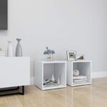 Modern White Engineered Wood TV Stand Set Dual Storage Compartments Home Decor