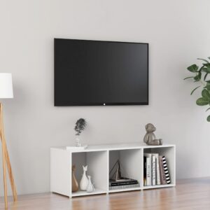 TV Cabinet High Gloss White 107x35x37 cm Engineered Wood