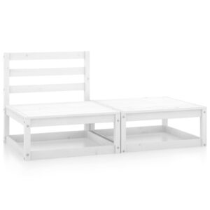 White Solid Pine Wood Garden Lounge Set Modular Outdoor Seating Furniture