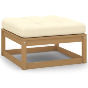 Outdoor Garden Footstool Solid Wood with Plush Cream Cushion Modular Design