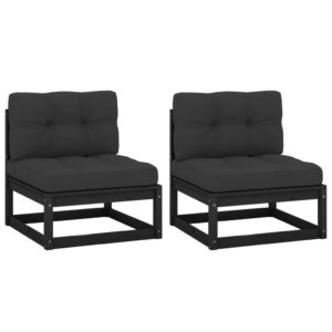 Outdoor Garden Lounge Middle Sofas Set Anthracite Comfort Cushions Wooden Pair