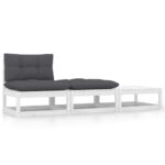 Outdoor Garden Lounge Set White Solid Wood with Comfortable Anthracite Cushions