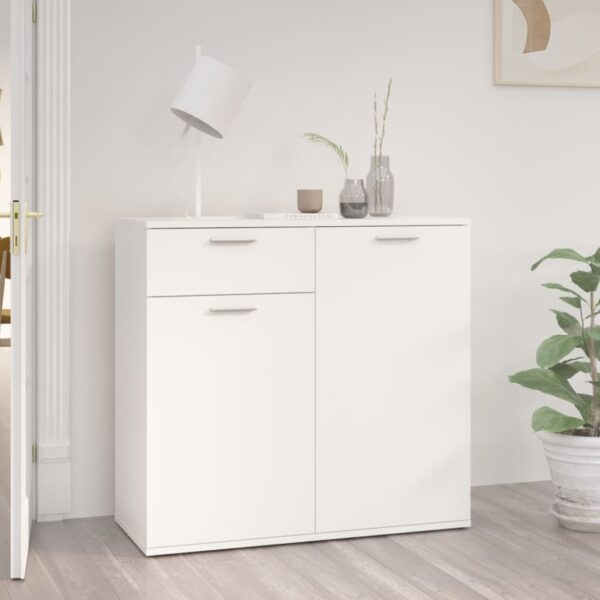 Chic White Sideboard Storage Cabinet with Doors & Drawer Modern Home Organizer