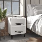 Bed Cabinets with Metal Legs 2 pcs White 40x30x50 cm