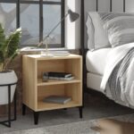 Bed Cabinet with Metal Legs Sonoma Oak 40x30x50 cm