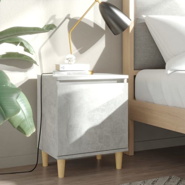 Bed Cabinets with Solid Wood Legs 2pcs Concrete Grey 40x30x50cm