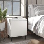 Chic White Bedside Cabinets Pair with Metal Legs Industrial  Nightstands