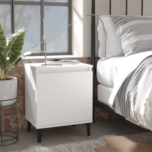 Chic White Bedside Cabinets Pair with Metal Legs Industrial  Nightstands