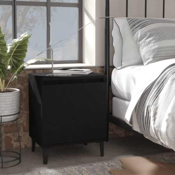 Bed Cabinet with Metal Legs Black 40x30x50 cm