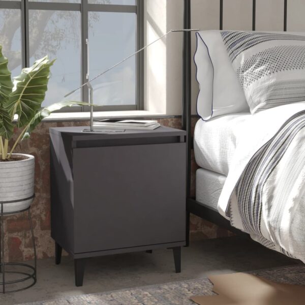 Bed Cabinet with Metal Legs Grey 40x30x50 cm