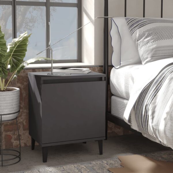 Bed Cabinets with Metal Legs 2 pcs Grey 40x30x50 cm