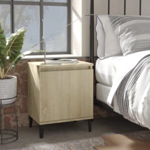 Bed Cabinets with Metal Legs 2 pcs Sonoma Oak 40x30x50 cm