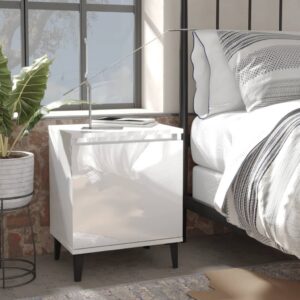 Bed Cabinets with Metal Legs 2 pcs High Gloss White 40x30x50 cm