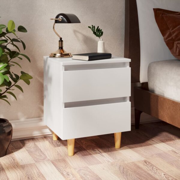 Chic White Bedside Nightstand Set of Two with Drawers Scandinavian