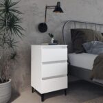 Chic White Bedside Cabinet with Metal Legs Industrial  Nightstand Storage