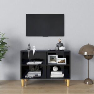 Chic High Gloss Black TV Stand Cabinet Scandinavian  with Storage Compartments