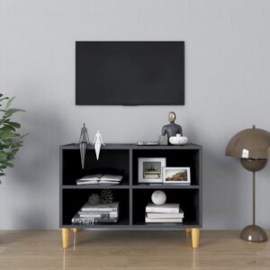 Chic High Gloss Grey TV Stand Cabinet Scandinavian  with Storage Compartments