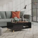 Modern High Gloss Black Coffee Table Durable Engineered Wood Spacious Living Room