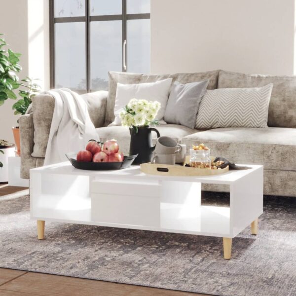 Coffee Table High Gloss White 103.5x60x35 cm Engineered Wood