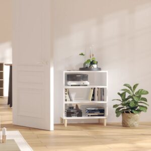 Chic High Gloss White Sideboard Storage Cabinet with Shelves Modern Wooden