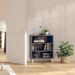 Chic High Gloss Grey Sideboard Storage Cabinet with Shelves Modern Wooden