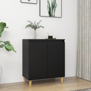 Chic Black Sideboard Scandinavian  Solid Wood Legs Storage Cabinet Organizer