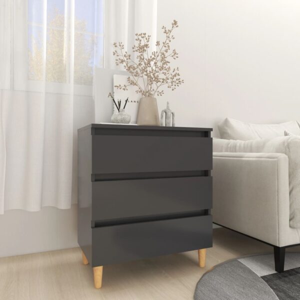 Chic Grey Scandinavian  Sideboard Storage Cabinet with 3 Drawers Wood Legs