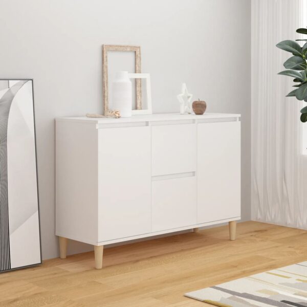 Elegant White Sideboard Cabinet Storage Organizer with Drawers and Doors