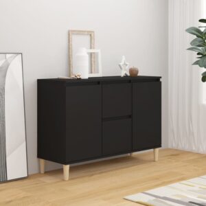 Elegant Black Sideboard Cabinet Engineered Wood Storage with Drawers and Doors