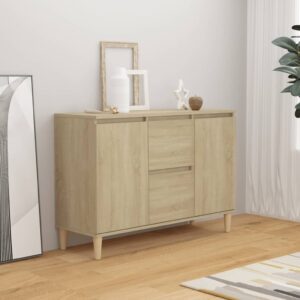 Elegant Sonoma Oak Sideboard Cabinet with Drawers and Doors Storage Organizer