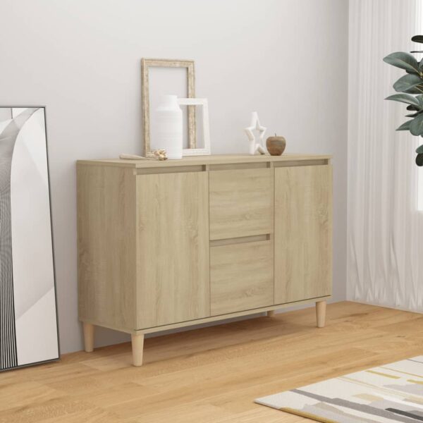 Elegant Sonoma Oak Sideboard Cabinet with Drawers and Doors Storage Organizer