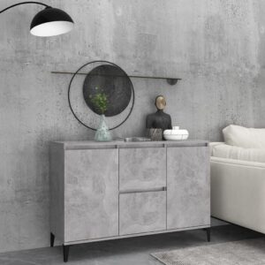 Industrial Chic Sideboard Concrete Grey Engineered Wood Metal Legs Storage Cabinet