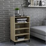 Chic Sonoma Oak Sideboard Engineered Wood Metal Legs Storage Cabinet with Shelves