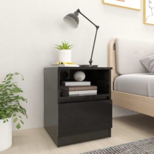 Bed Cabinet High Gloss Black 40x40x50 cm Engineered Wood