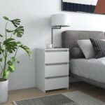 Bed Cabinet White 40x35x62.5 cm Engineered Wood