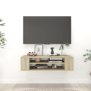 Chic Sonoma Oak Wall-Mounted TV Cabinet Engineered Wood Media Storage Shelf