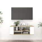 Chic Wall Mounted TV Stand Storage Cabinet Adjustable Shelves Modern Design