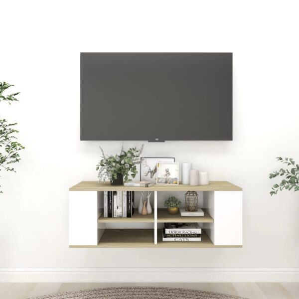 Chic Wall Mounted TV Stand Storage Cabinet Adjustable Shelves Modern Design