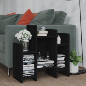 Chic Black Engineered Wood Side Cabinet Sofa Table with Storage Shelves