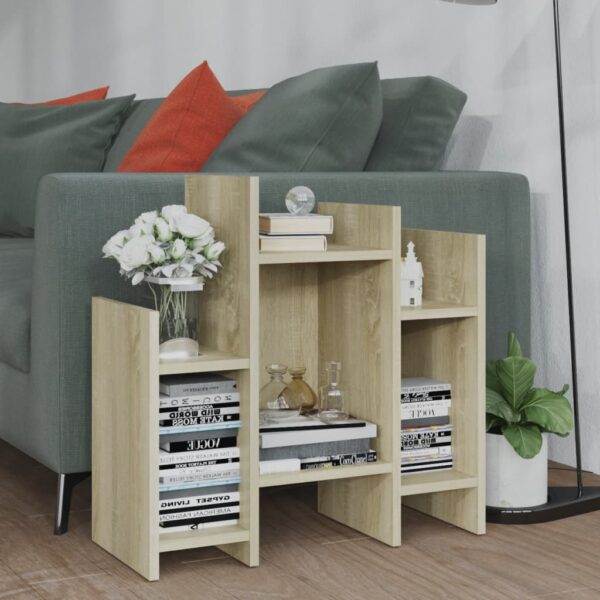 Chic Sonoma Oak Side Cabinet Sofa Table with Shelves Storage Organizer Wood