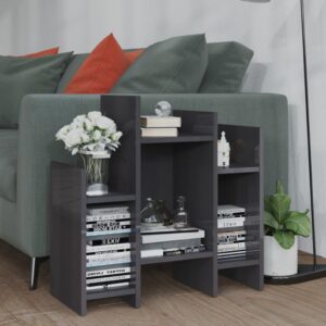 Chic High Gloss Grey Side Cabinet Sofa Table with Storage Shelves Modern Design