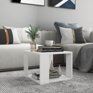 Modern White Coffee Table with Storage Shelf for Living Room Decor Easy Clean